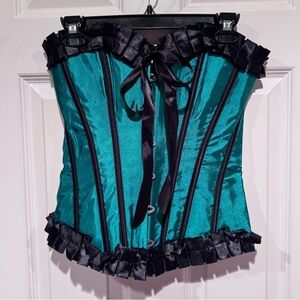 Adore Me Emerald and Black Lace-Up Corset